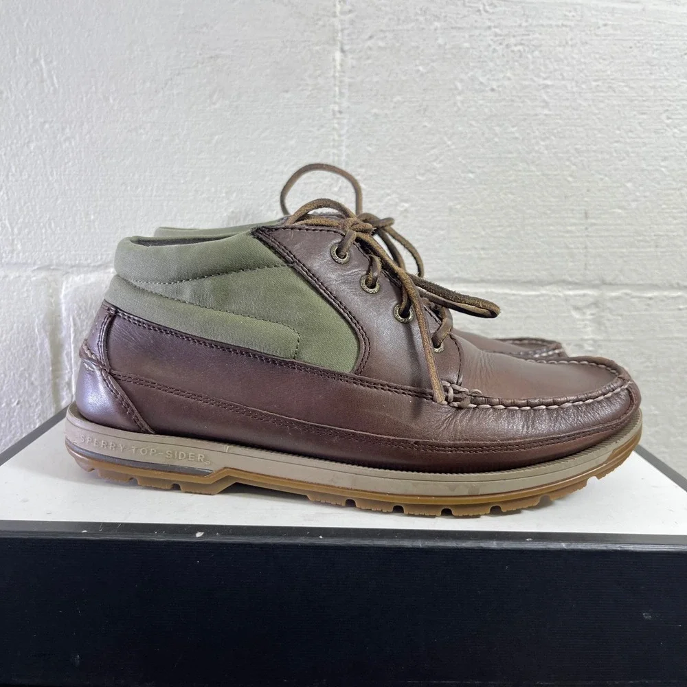 Sperry Top Sider Mariner Chukka Boots Brown Leather Canvas Lace‎ up Men's 9 M